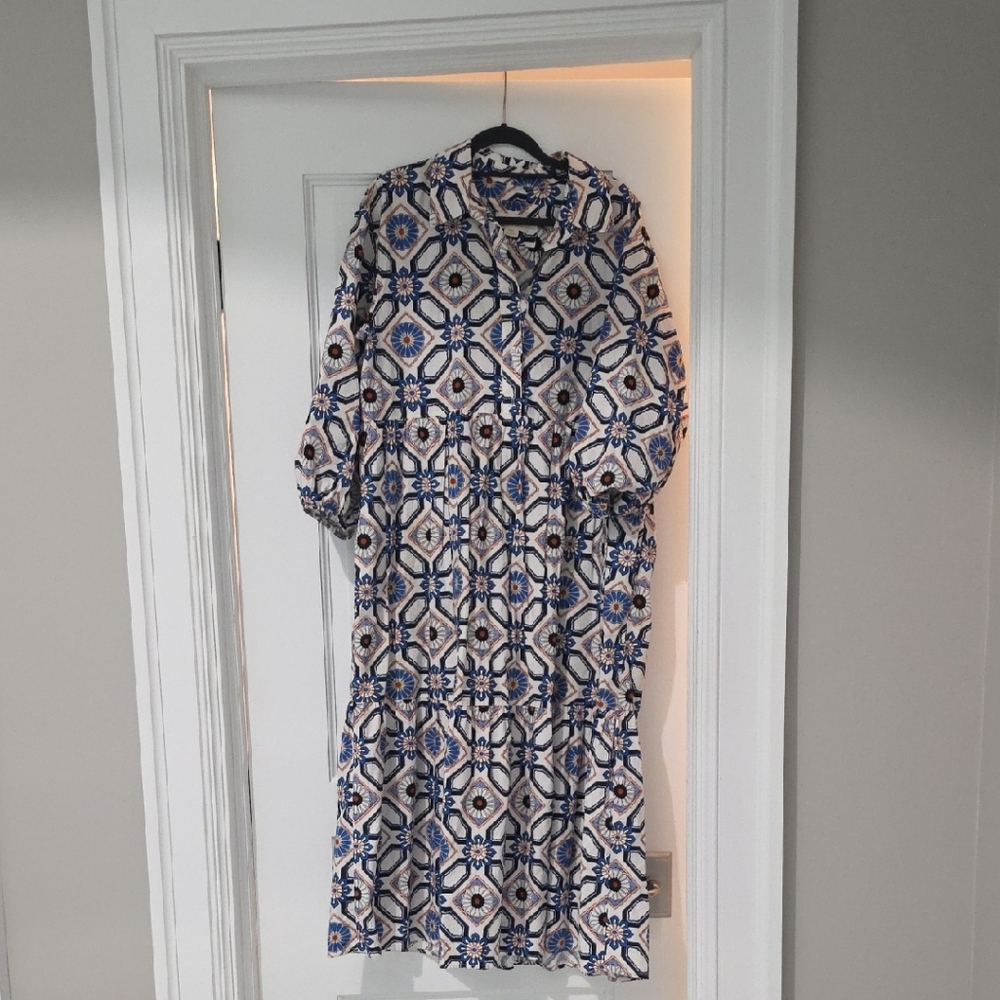 Anthropologie Blue and White Maxi Dress